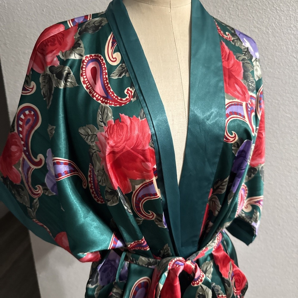 Fantasies By Morgan Taylor Floral Paisley Robe Kimono One Size - Picture 2 of 5